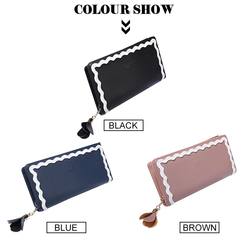 Женский Длинный кошелек из искусственной кожи с оборками и волнистыми краями