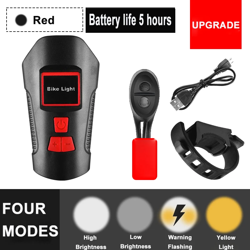 Upgrade Red Водонепроницаемый велосипедный светильник, зарядка через usb, велосипедный передний светильник, вспышка, светильник на руль, велосипедный головной светильник, измеритель скорости 3 в 1, ЖК-экран - Цвет: Upgrade Red