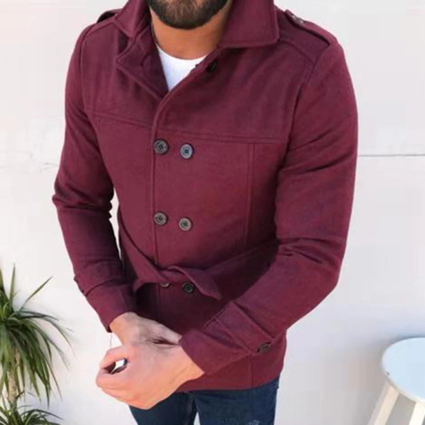 

Winter Fashion Men Slim Fit Long Sleeve Cardigans Blends Coat Jacket Solid Mens Long Coats Windbreaker Clothing Men Jacket Tops