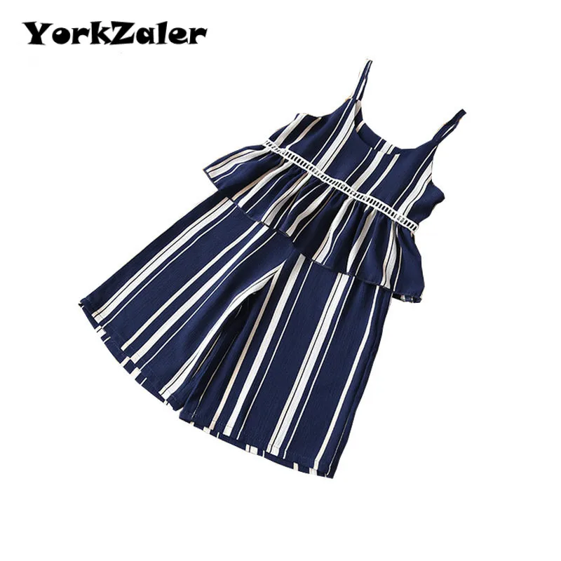 YorkZaler/Летняя одежда для девочек жилет в полоску с открытыми плечами + широкие