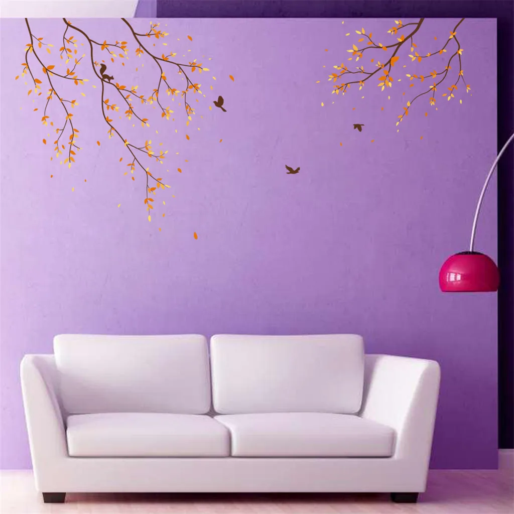 Оригинальная креативная Настенная Наклейка в виде ветки с птицами милой белки