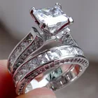 Женское ювелирное изделие 2 в 1, Винтажное кольцо с кристаллами циркона, серебряного цвета, обручальное, свадебное, размер 6, 7, 8, 9, 10, 11