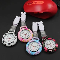 nurses watches doctor quartz fob watch printing flowers silicone case band pocket watch women chest watch portable exam watch