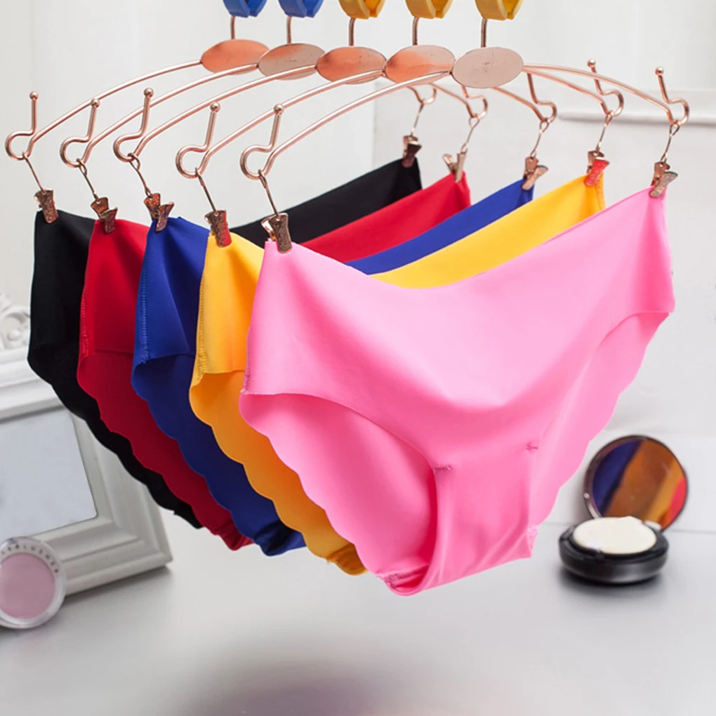

Smooth Sexy Women Seamless Underwear Panties Briefs Lotus Leaf Rim Briefs Size S-XL