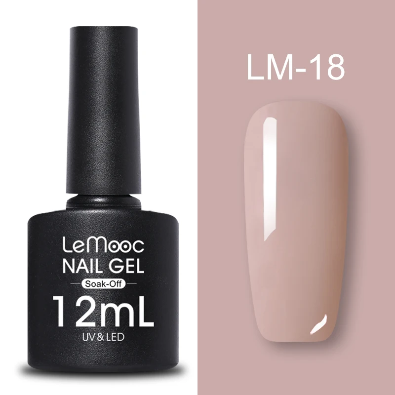 LM-18 LEMOOC, 12 мл, Гель-лак для ногтей, гибридный лак, все для маникюра, блеск для ногтей, верхнее Базовое покрытие, UV Vernis, Полупостоянный лак для ногтей - Цвет: LM-18