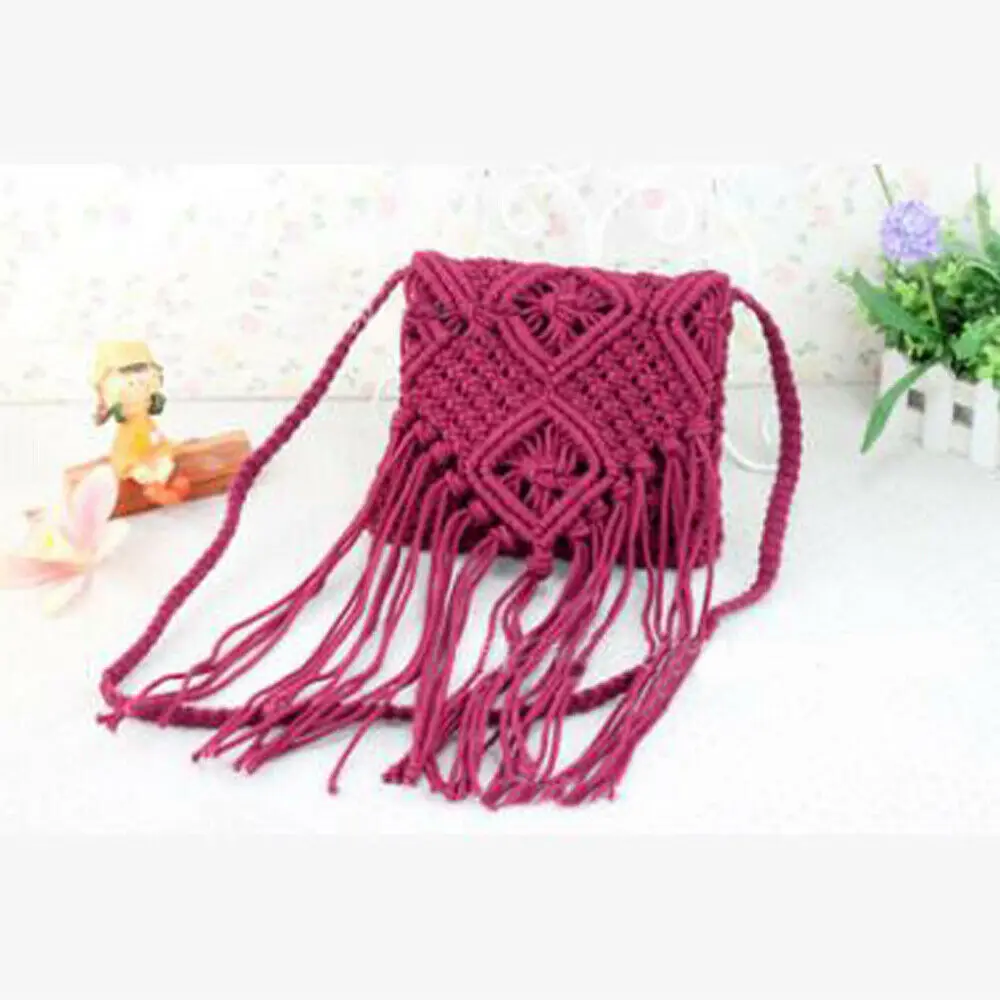 F Винтаж сумка ручной работы кисточкой из ротанга Crossbody Сумочка Кошелек Для женщин - Цвет: F