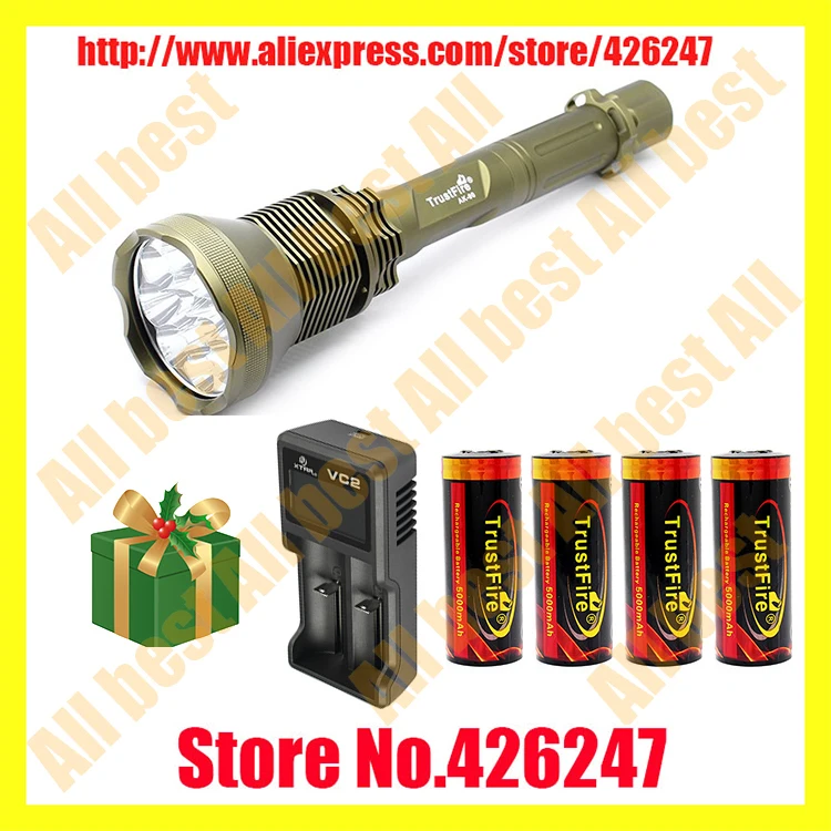 1 комплект TrustFire AK 90 12 * Cree XM L T6 13000lm 5 режимный белый светильник вспышки фонарь (4x26650