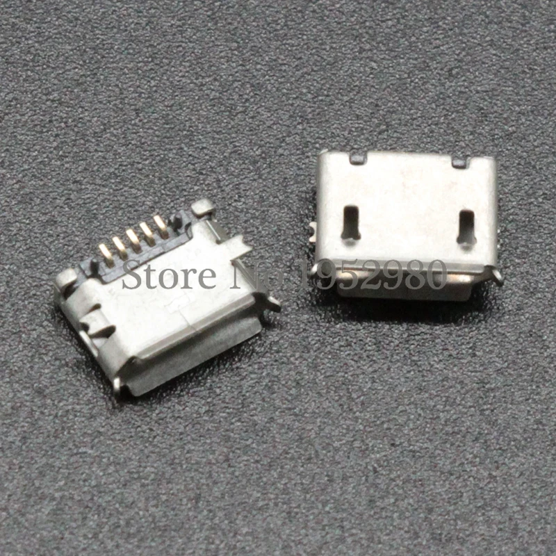 10 шт. разъем Micro USB 5 контактов тип B гнездовой SMT 180 градусов с полями для порта
