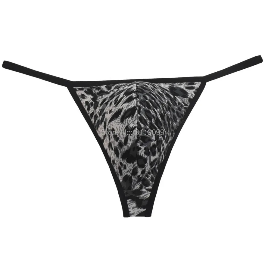 Трусы стринги мужские с леопардовым принтом пикантное нижнее белье гладкие