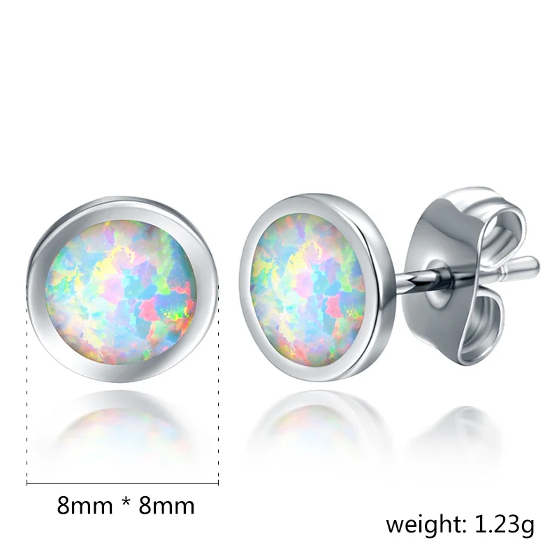 white gold plated Ангел девушка серьги гвоздики для женщин Мода белый огонь опаловые серьги титановые серьги пирсинг уха гипоаллергенные ювелирные изделия E247-WW - Окраска металла: white gold plated
