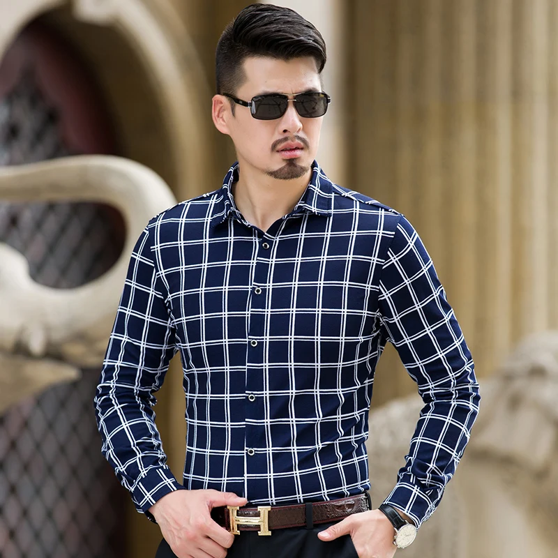 2018 фирменные клетчатые мужские рубашки модные повседневные Длинные рукава Camisa