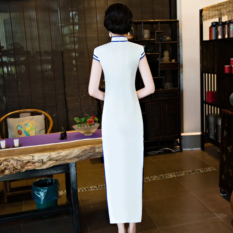 Традиционный китайский вечерней моды Тонкий вышитые Cheongsam изысканный Уход за