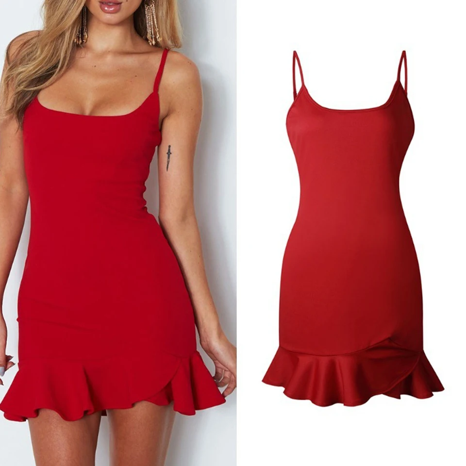 Пикантные узкие Bodycon весна вязаное платье Для женщин Chic роковой ете 2019 красный