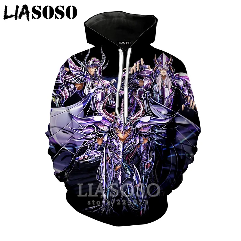 23 LIASOSO Новая мода для мужчин женщин толстовка 3D принт аниме Saint Seiya топ с длинными рукавами хип хоп Harajuku пуловер A224-08 - Цвет: 23