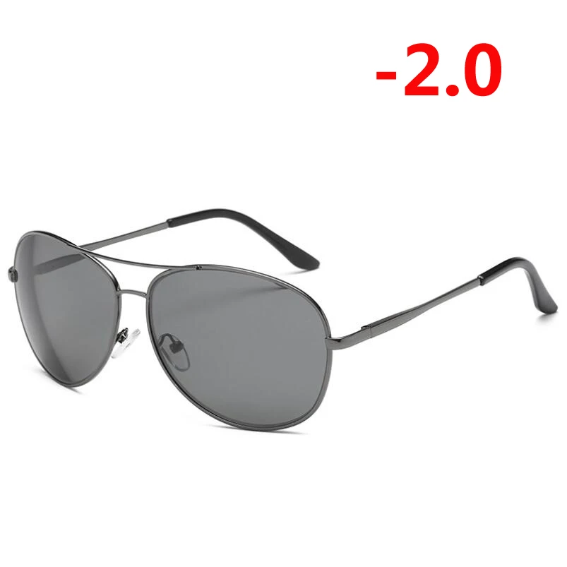 Myopia 200 0-0,5-1,0-1,5 до-6,0 металлические очки для близорукости, мужские Модные очки с большой оправой, короткие очки для коррекции зрения, солнцезащитные очки по рецепту - Цвет оправы: Myopia 200
