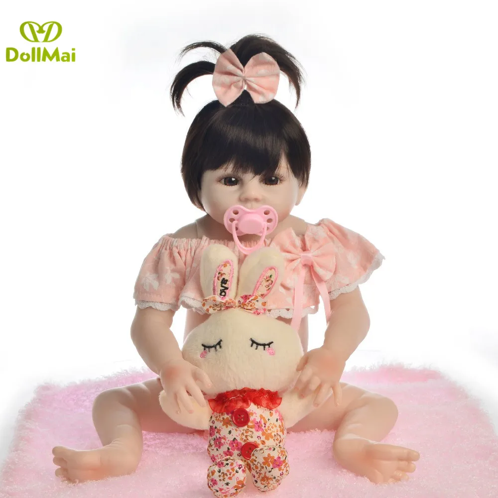 

48CM bebe Reborn Dolls Realistic premie girl newborn baby Doll soft full body silicone Boneca Doll l.o.l gift toys