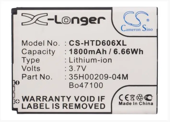 Аккумулятор Cameron Sino 1800 мАч для HTC CP3 Desire 326 326G dual sim 600 600c 606h 606t 606w 608 608t 609d Magni T326e BO47100