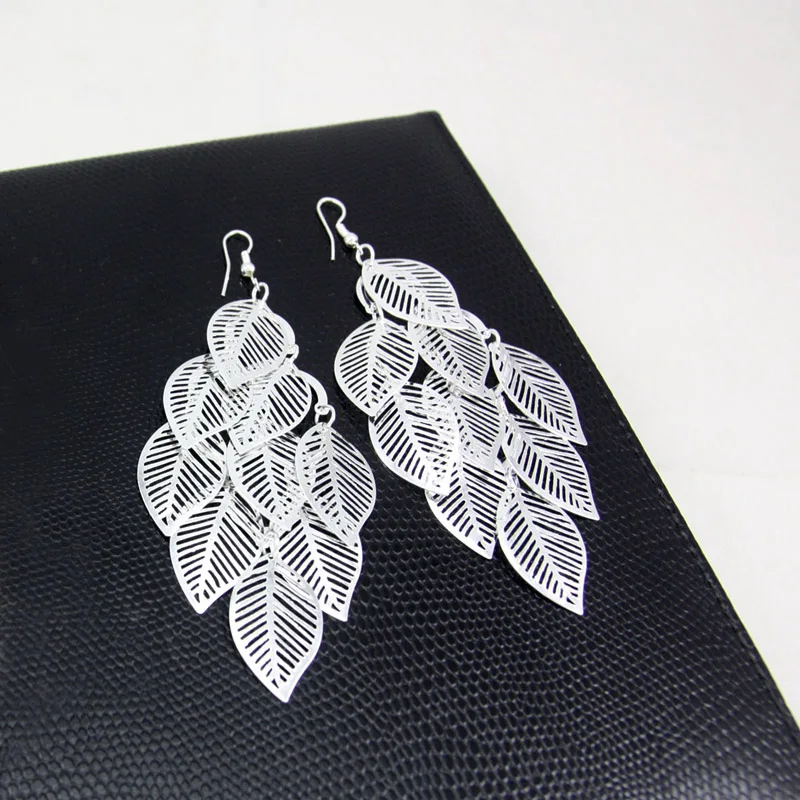 New Fashion Long Silver Earrings Hanging Tassels Leaves for Women Jewelry Party Bijouterie ersa05 | Украшения и аксессуары