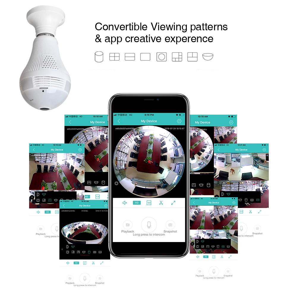 LOOSAFE камера для дома Wifi Дома Лампочки FishEye умный дом 3MP 360 градусов Беспроводной CCTV