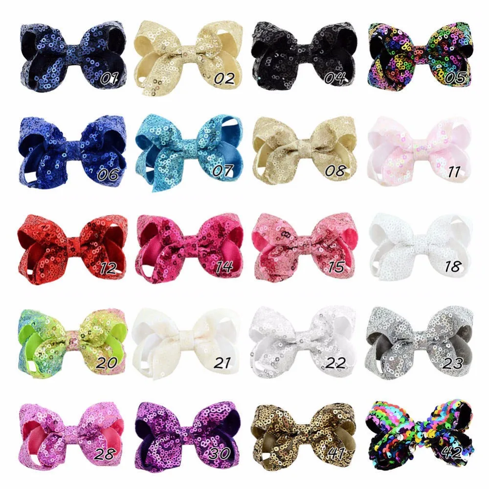1 шт. 20 цветов маленькие 3-дюймовые банты с вышивкой и блестками для девочек