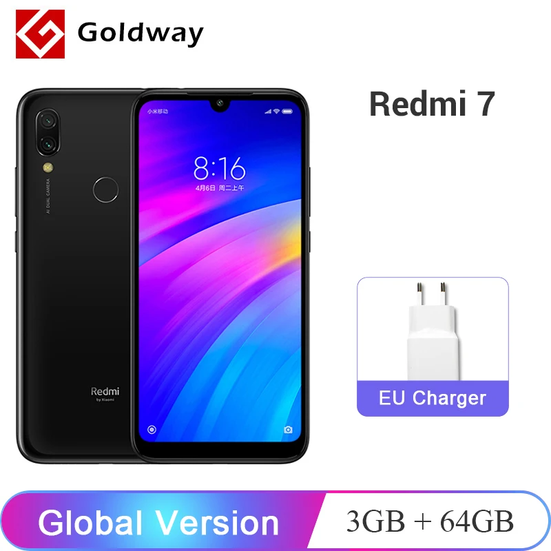 Мобильный телефон Xiaomi Redmi 7 глобальная версия 3 ГБ ОЗУ 64 Гб ПЗУ Восьмиядерный