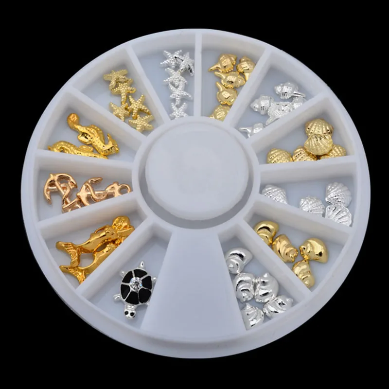 Морской стиль 3D стикер для дизайна ногтей украшения Шпильки Золотой Серебряный