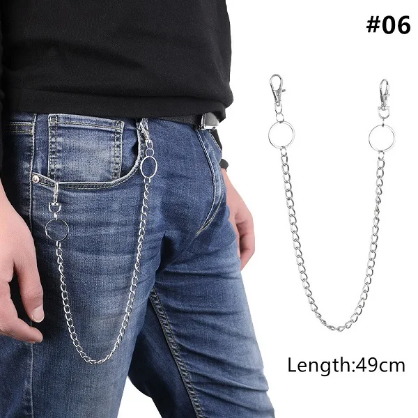 49cm 1 шт., длинные брюки, хипстерские брелки, панк-улица, большое кольцо, брелок, металлический кошелек, пояс, цепь, брюки, брелок, унисекс, хип-хоп ювелирные изделия - Цвет: 49cm