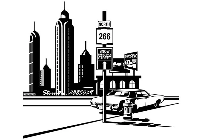

New York Street Scene Decal DIY Self-Adhesive Vinyl Wall Sticker Home Decor Living Room Art Wall Decal Quotes Mural Design LA261