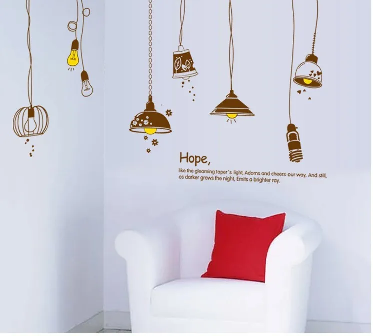 

Free Shipping ZY9140 60*90CM Removable Art Vinyl Wall Stickers Decor Mural Decal Cartoon Lamps and lanterns living room