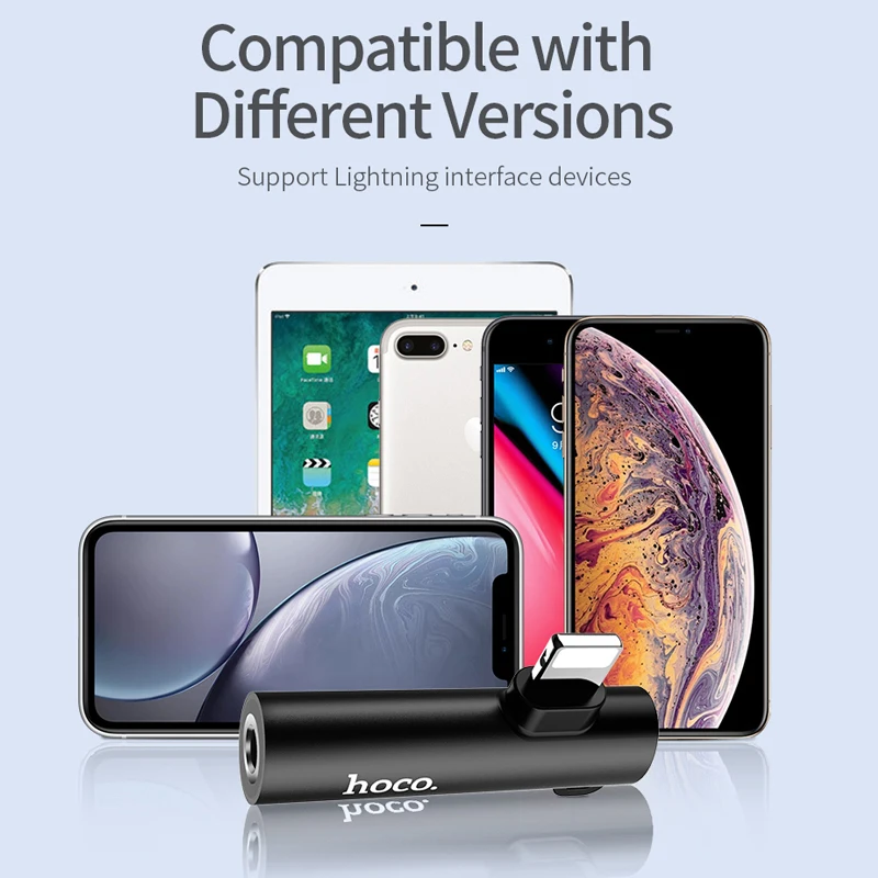 HOCO Aux Audio Adapter for Lightning to 3.5mm Jack Adapter 2in1 Fast Charging Headphone Earphone Adapter for iPhone Xs Max XR X