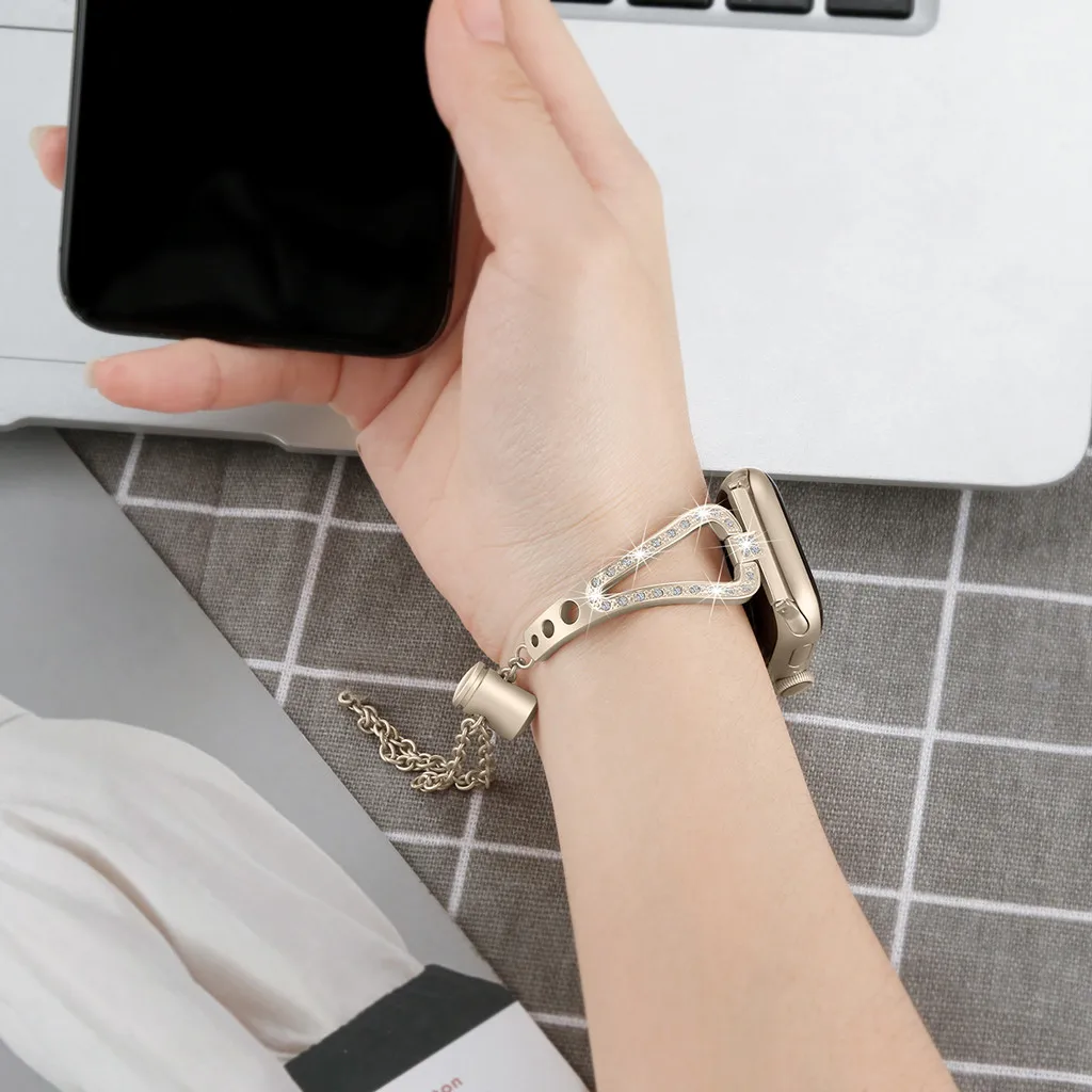 Модные роскошные женские ремешки для часов Apple Watch 4/3/2/1 38/40 мм браслет со стразами
