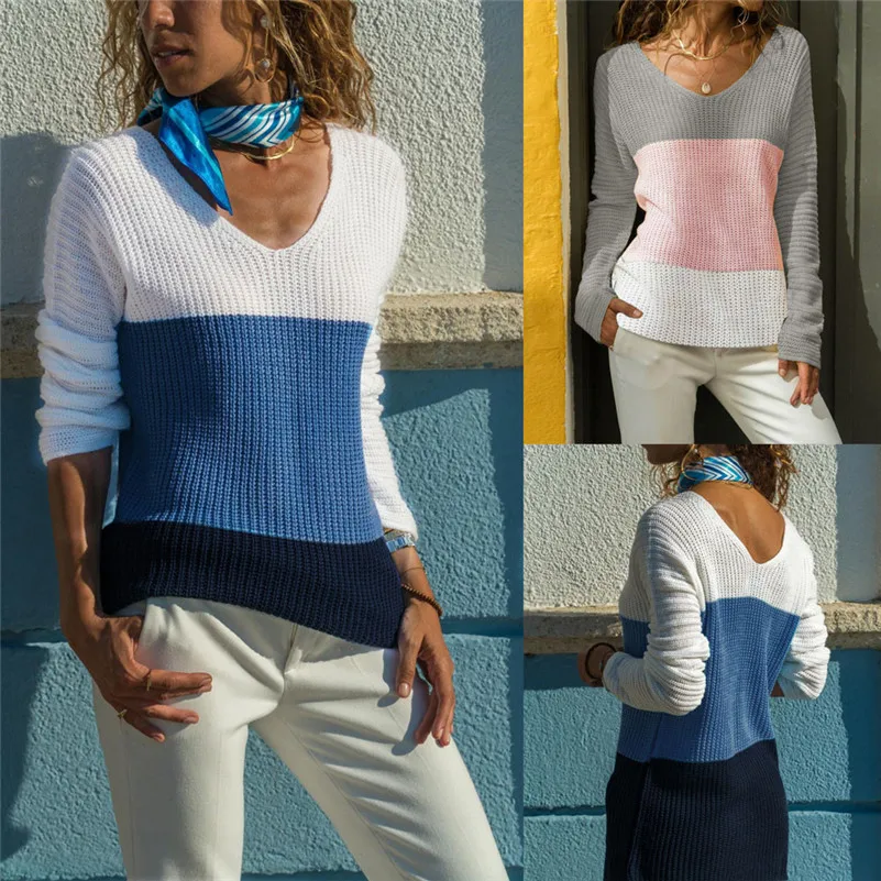 Женский зимний свитер с v-образным вырезом пуловер джемпер Chaqueta Mujer Sueternvierno QB2 |