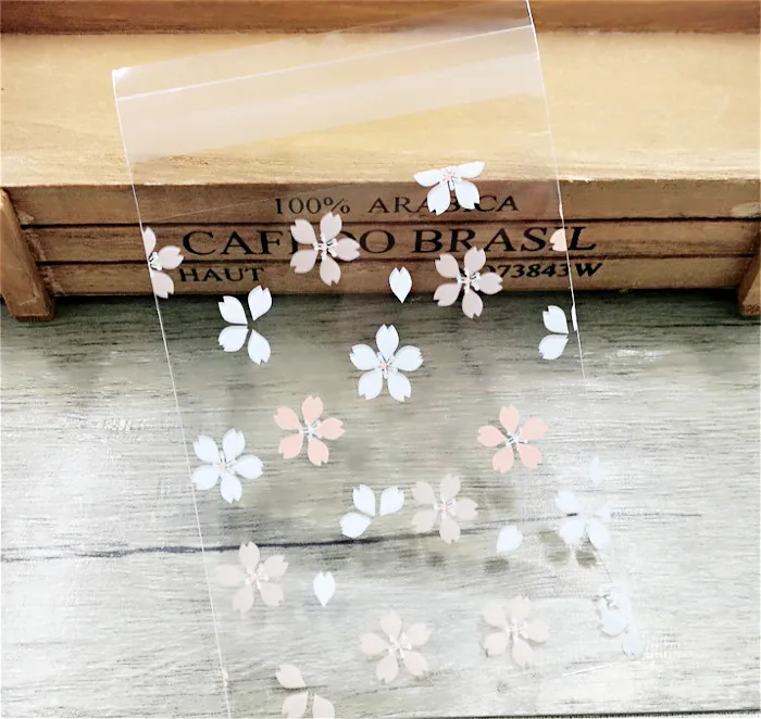 Пакеты для упаковки печенья с цветами вишни 100 шт. маленькие пакеты