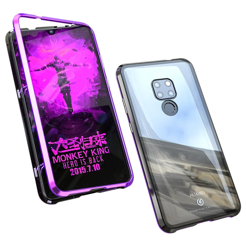 Магнитный адсорбционный чехол Mate20 для Huawei Mate 20 Pro роскошный из закаленного стекла
