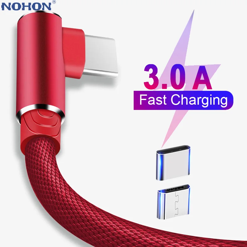 Кабель Micro USB Type C 90 градусов зарядный провод для Huawei Xiaomi Oneplus USBC длинная быстрая