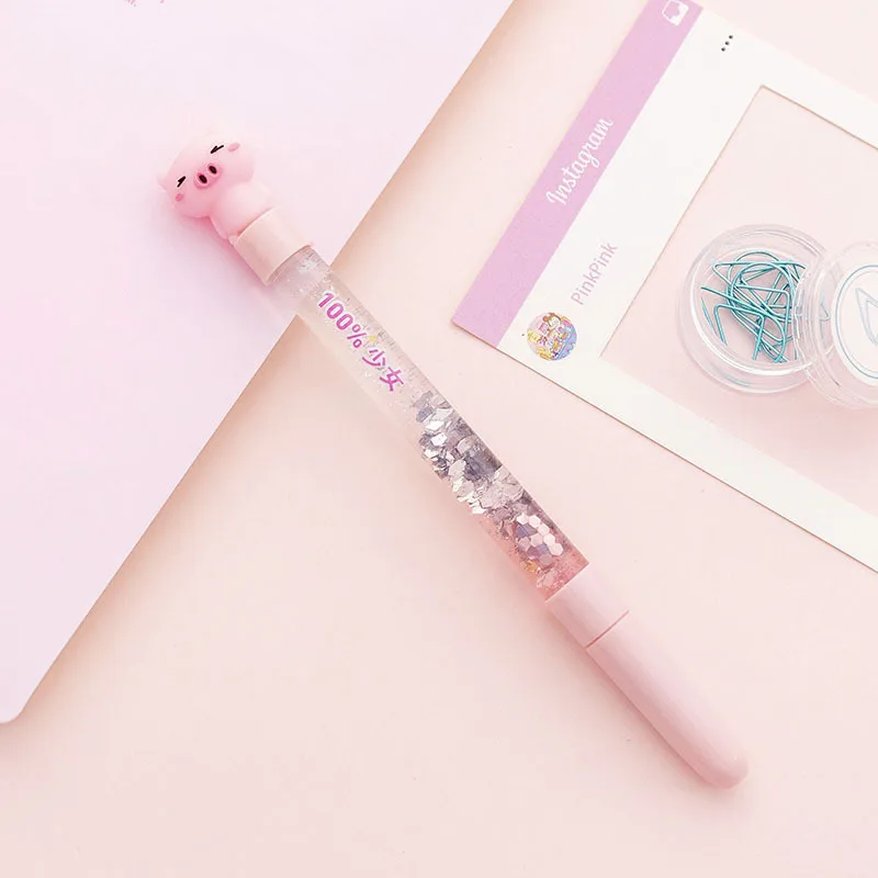 style 5 1 шт. симпатичная гелевая ручка в виде фламинго Kawaii блестящая жидкая Песочная ручка школьная Ручка для подписи подарочные канцелярские принадлежности - Цвет: style 5