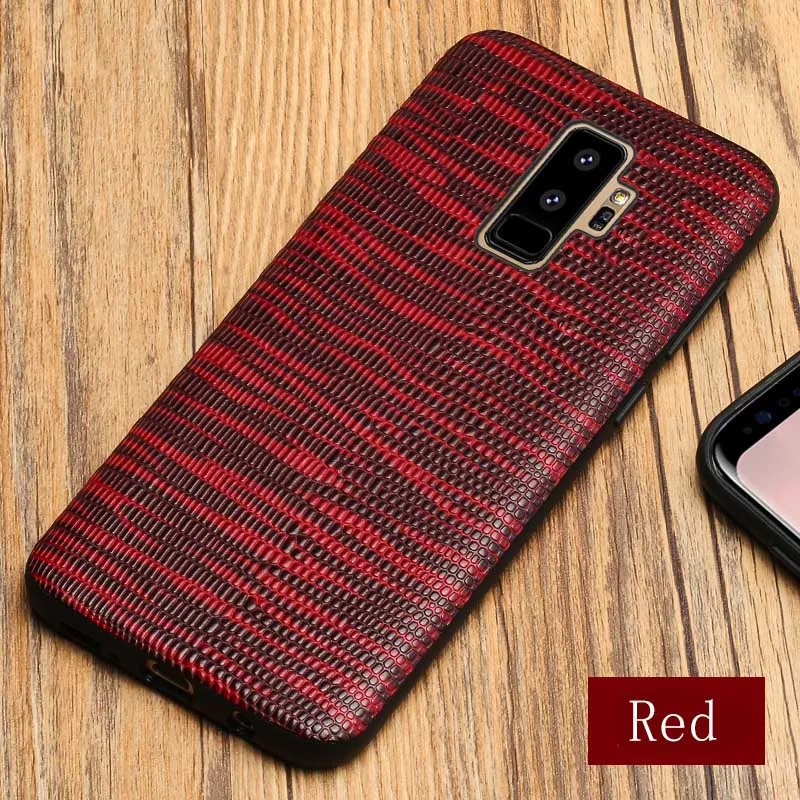 Red Чехол для телефона для samsung Galaxy s10 E S9 плюс S8 S7 край задняя крышка с текстурой Кожи Ящерицы для A3 A5 A7 A8 J3 J5 J7 Note 8 9 чехол s - Цвет: Red