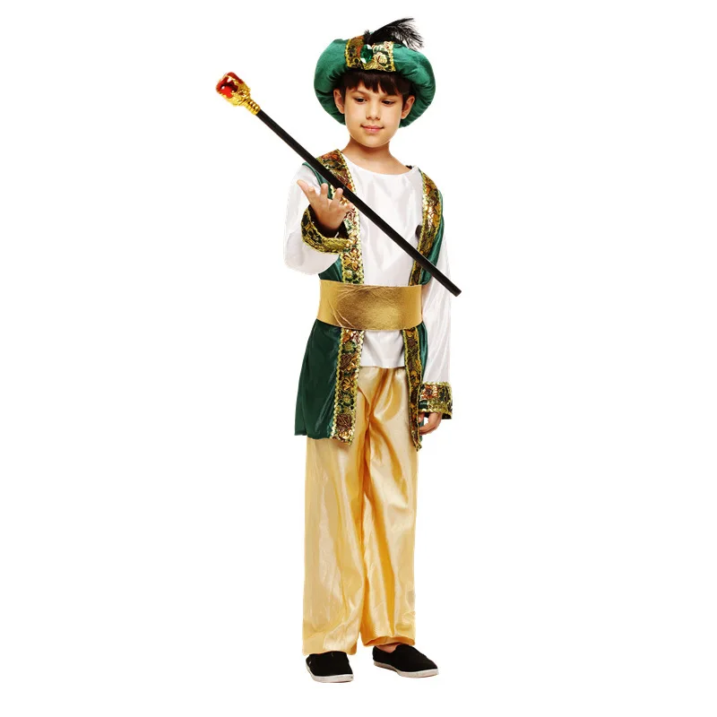 

Kids Boys Arab Prince Costume Halloween Masquerade Children`s Arab King Cosplay Costume Outfit Fancy Dress For Boy Role-Playing