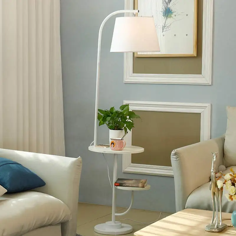 White lampshade Современные Торшеры для гостиной, спальни, лофт, стоячий светильник, Fixtrues, тканевый абажур, Декор для дома, светильник, белое железо, дерево, E27 - Цвет абажура: White lampshade