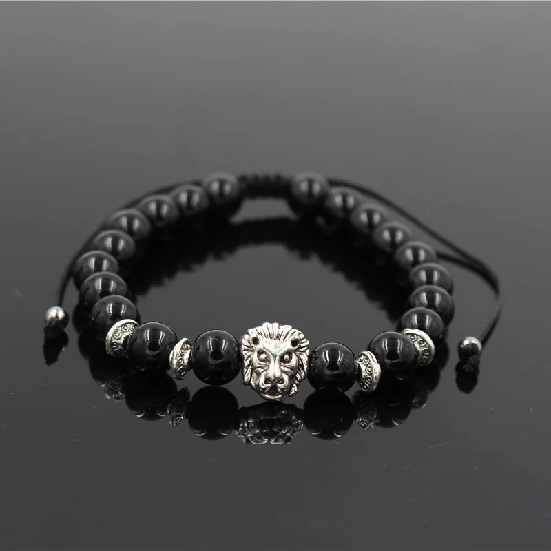 Плетение Лев камень бусины браслеты для женщин Pulseira Masculina мужские ювелирные изделия Feminina Bileklik эластичные Braclet Bijoux для мужчин s
