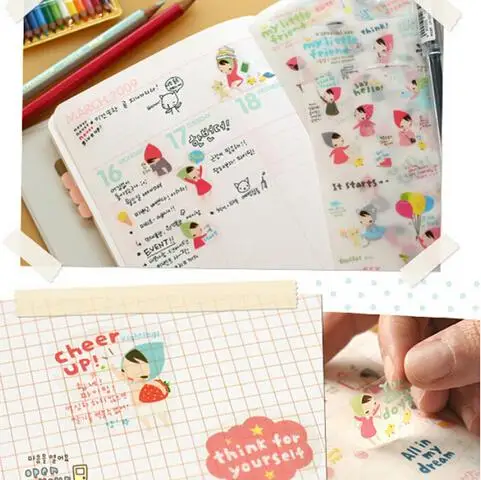6sheets Sweet Girls Diary PVC Sticker Cute Kawaii Sticky Notes Planner Stickers for Notebook Office Stationery Decoration | Канцтовары
