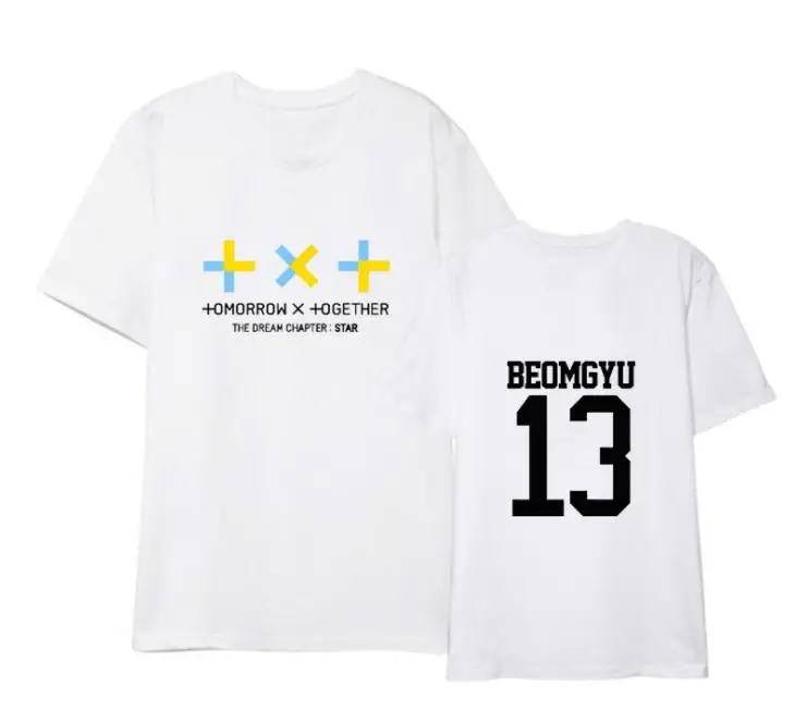Летняя футболка с коротким рукавом и принтом kpop txt модная унисекс о-вырезом
