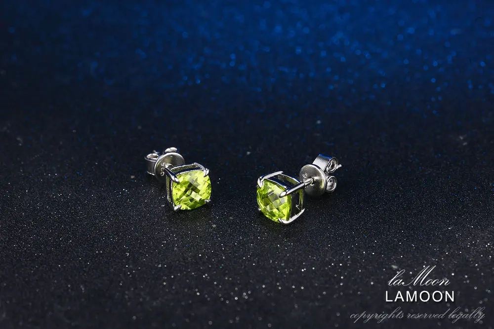 Luoon 6 мм 2.2ct натуральный Перидот 925 пробы серебряные ювелирные изделия простые серьги-гвоздики S925 для женщин LMEI004