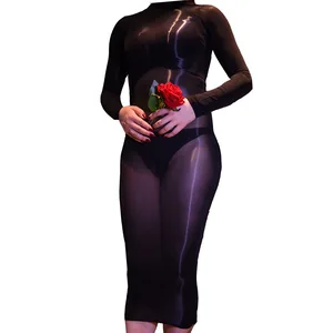 Сексуальное женское глянцевое блестящее прозрачное боди 8D обтягивающее мини-платье прозрачное боди Фетиш Нижнее белье