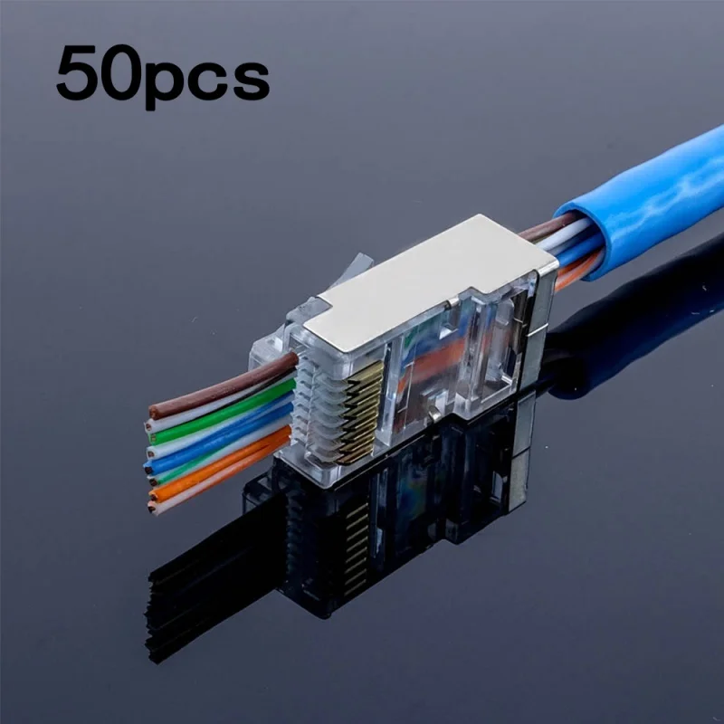 50pcs 1.03mm Hole Diameter RJ45 shielded connector cat5e Cat6 network rj45 Connector Plugs | Компьютеры и офис