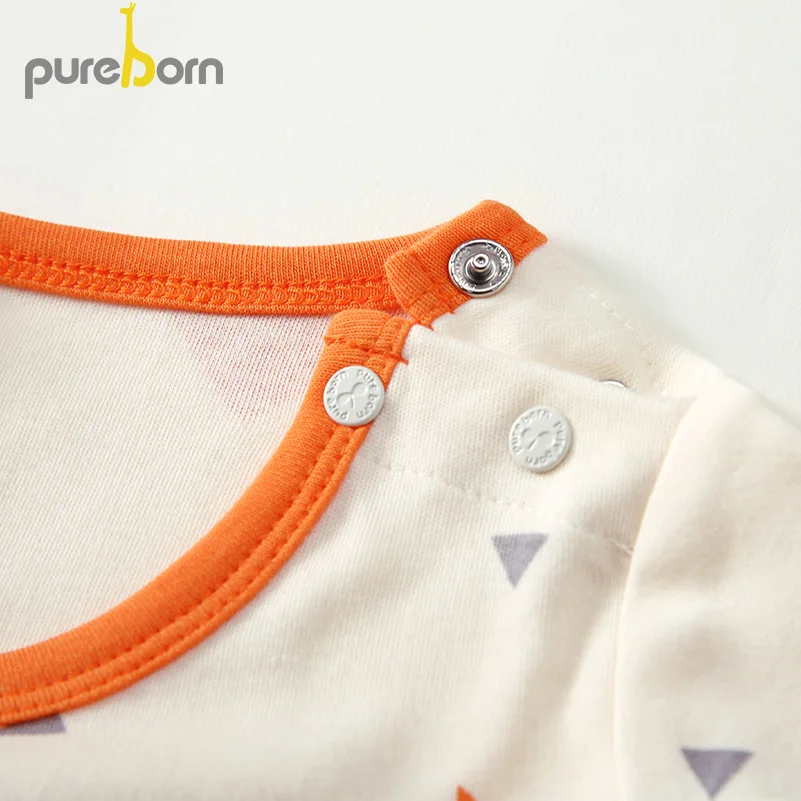 Pureborn/боди для новорожденных мальчиков и девочек Хлопковая одежда с длинными