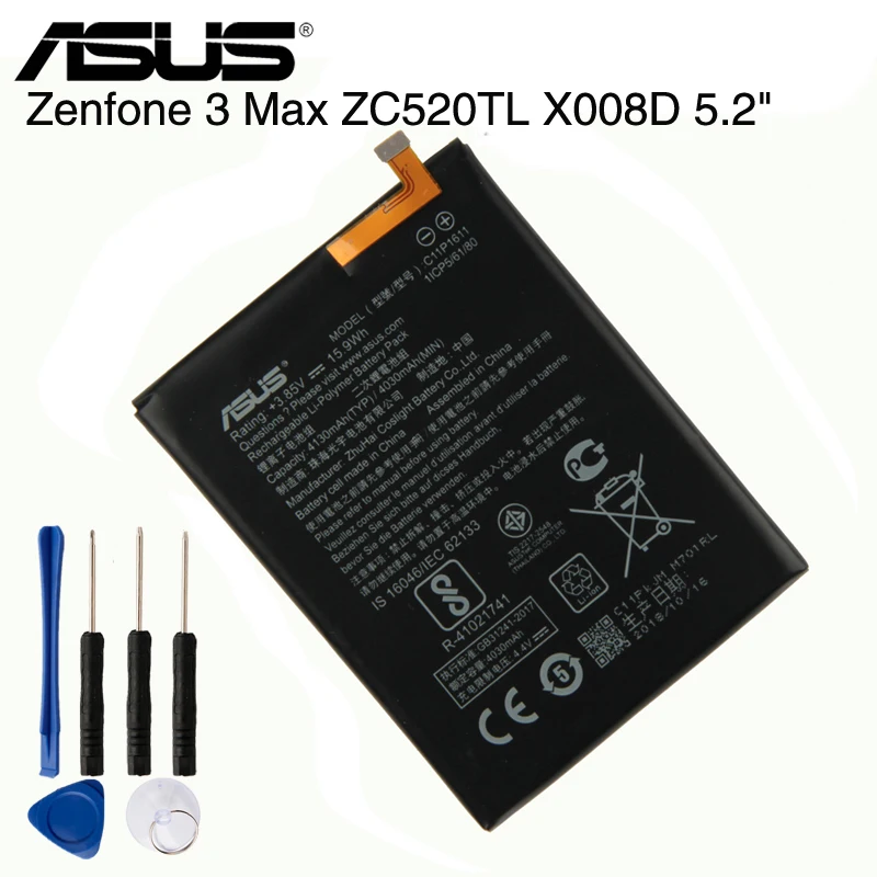 Оригинальный аккумулятор ASUS высокой емкости C11P1611 для Zenfone 3 Max ZC520TL ZB570TL X018DC 4030