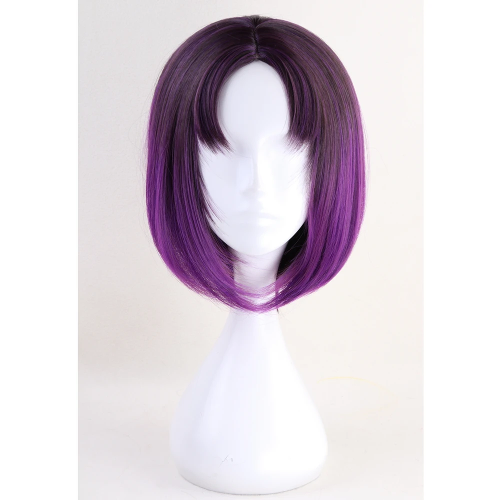 35cm Anime Miss Kobayashi's Dragon Maid Elma Short Purple Ombre Wig Cosplay Costume Synthetic Hair Wigs For Women