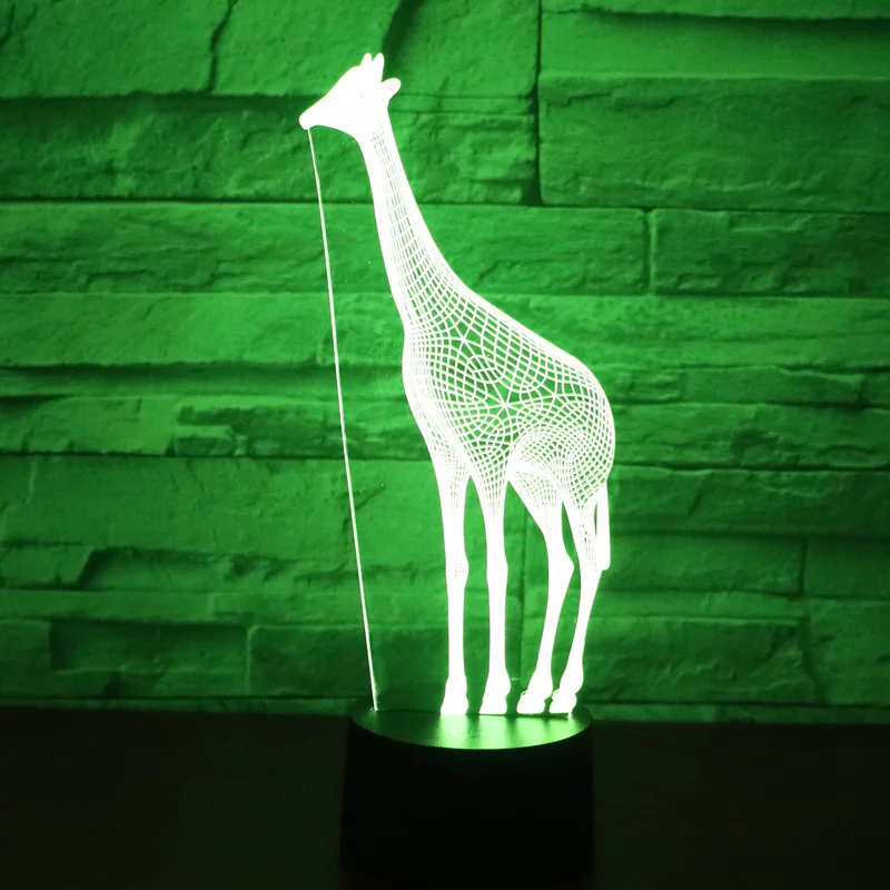 3D LED ночник Жираф Олень с 7 видов цветов свет для украшения дома лампа