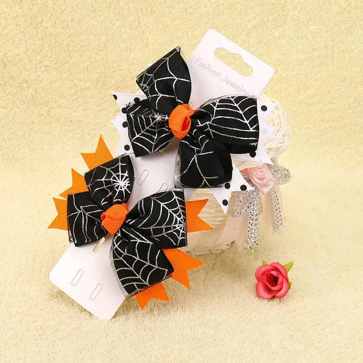 

Free Shipping 25pcs/lot Spiderweb Halloween Hair Bow